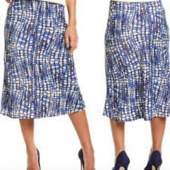 J Mc Laughlin Louisa May Cobblestone Rayon Midi Skirt - Picture 1 of 6